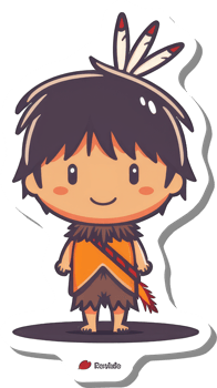 Adorable Cartoon Boy Native American Headdress Costume png