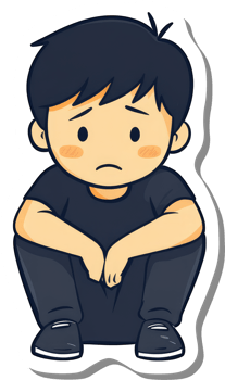 Sad Boy Sitting Down Feeling Discouraged png