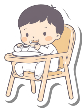 Cute Baby Eating Food In High Chair png