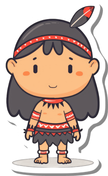 Adorable Cartoon Native American Child Character png
