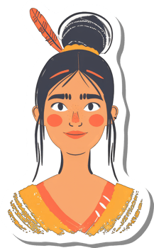 Young Woman with Dark Hair and Orange Clothing png