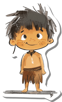 A Smiling Young Caveboy Stands Proudly png