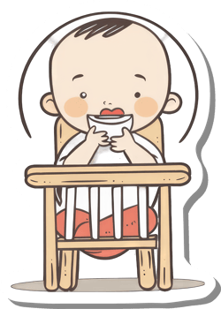 Adorable Baby Sitting In High Chair Eating png