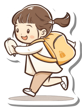 Happy Girl Running With Backpack And Purse png