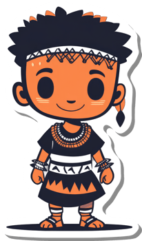 Adorable Cartoon Boy Wearing Traditional Tribal Attire png