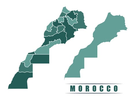 Morocco simple flat political map with states border vector