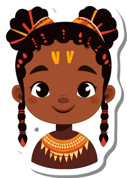 A cheerful young African girl with traditional adornments png