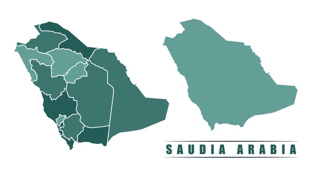 Saudi Arabia simple flat political map with states border vector