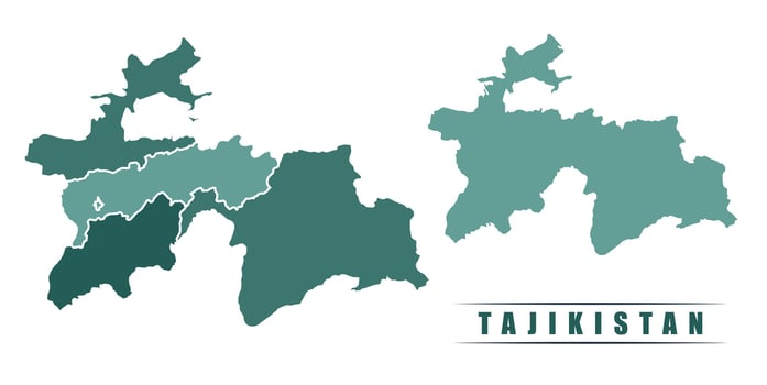 Tajikistan simple flat political map with states border vector