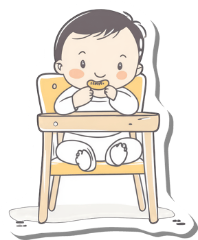 Adorable Baby Eating In A Highchair png