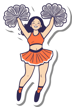 Cheerleader Girl Jumping With Pom Poms png