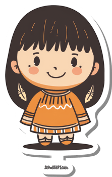 Adorable Cartoon Girl Native American Dress png