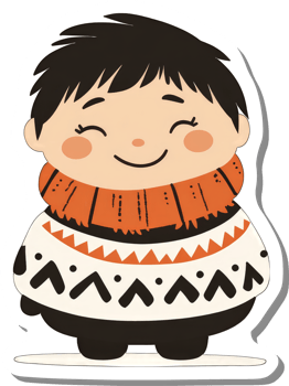 Happy smiling boy wearing orange sweater png