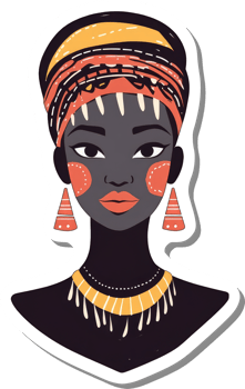 African Woman in Traditional Headwrap and Jewelry png