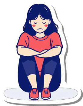 Sad Girl Sitting With Arms Crossed Legs Folded png