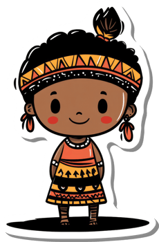 Adorable Cartoon Girl Wearing Traditional African Attire png