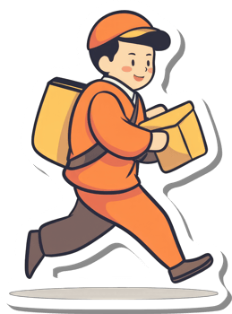 A Happy Delivery Person Running with Package png
