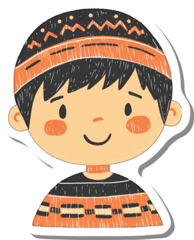 Happy Boy Wearing Orange And Black Sweater png