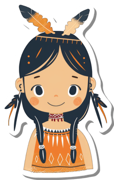 Adorable Native American Girl Sticker Design png