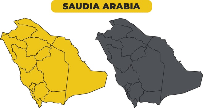 Saudi Arabia outline illustration map set vector