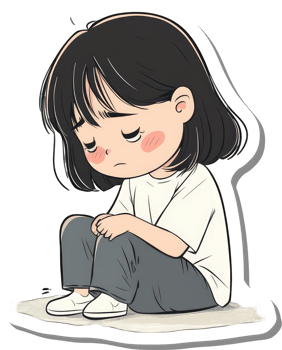 Sad Anime Girl Sitting Down Feeling Depressed png