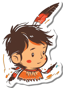 Adorable Native American Child Cartoon Illustration png