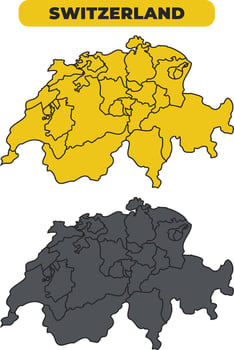Switzerland outline illustration map set vector