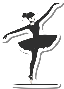 Ballerina gracefully performs a ballet pose in black attire png