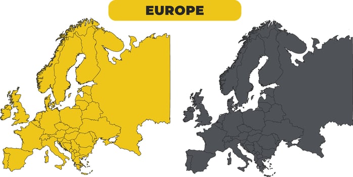 Europe outline illustration map set vector