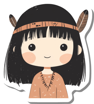 Adorable Cartoon Girl Native American Headdress png