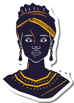 African Woman Portrait Adorned With Gold Jewelry png