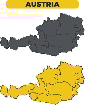 Austria outline illustration map set vector