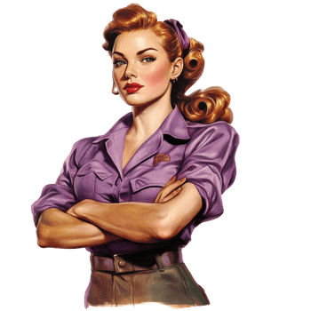 Purple ribbon pin up symbolizing courage and support in a vintage style portrait, Purple Ribbon Pinup A Symbol Courage and Support, Transparent background png