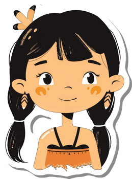 Adorable Cartoon Girl Native American Inspired Attire png