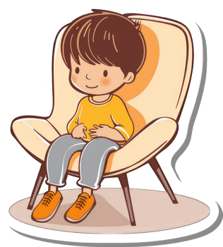 Young Boy Sitting Calmly in a Modern Chair png