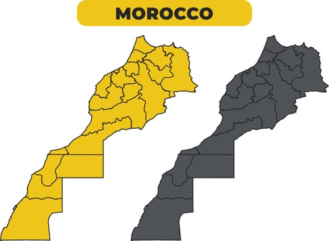 Morocco outline illustration map set vector