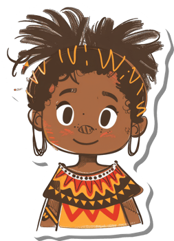 Adorable Cartoon Girl African Tribal Attire png