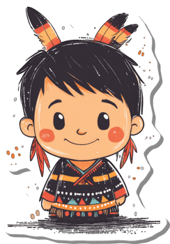 Adorable Native American Child Wearing Traditional Clothing png