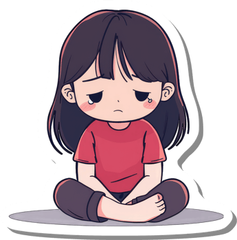 Sad Anime Girl Sitting Floor Red Shirt png