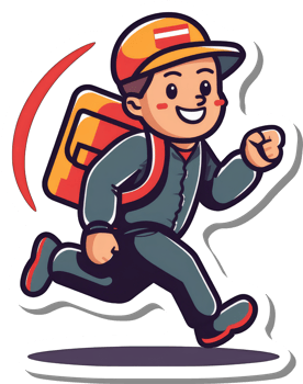 Happy Delivery Boy Running Fast With Package png