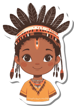 Adorable Native American Child Wearing Traditional Headdress png