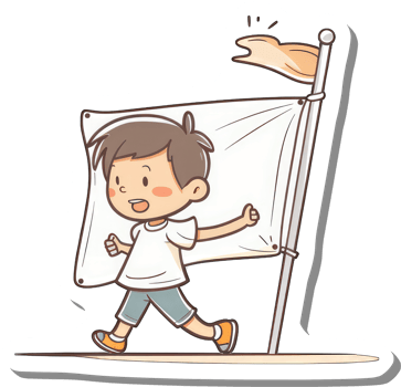 A Boy Joyfully Carries A Large White Flag png