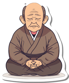 Elderly Monk Meditating in Traditional Attire png