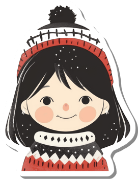 Adorable Girl Wearing Winter Hat and Sweater png