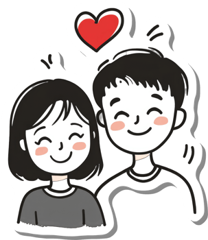 Happy Couple Cartoon Sticker Shows Young Love png