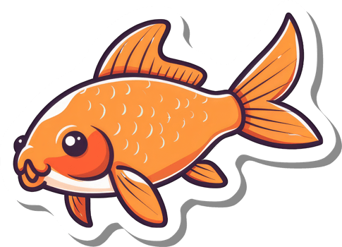 Adorable Orange Goldfish Cartoon Sticker Design png