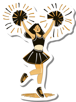 Cheerleader Girl Performing Energetic Routine With Pom Poms png
