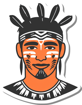 Indigenous Man with Traditional Face Paint and Headdress png