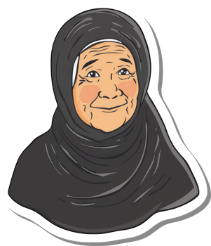 Smiling Elderly Woman Wearing A Dark Headscarf png