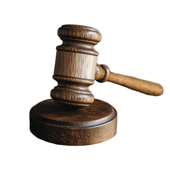 Wooden gavel resting on a wooden table with a rustic background in a courtroom setting, Wooden gavel on wooden table, on background png